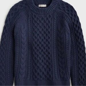 JCrew Fisherman Cable knit Sweater L-worn once-excellent condition